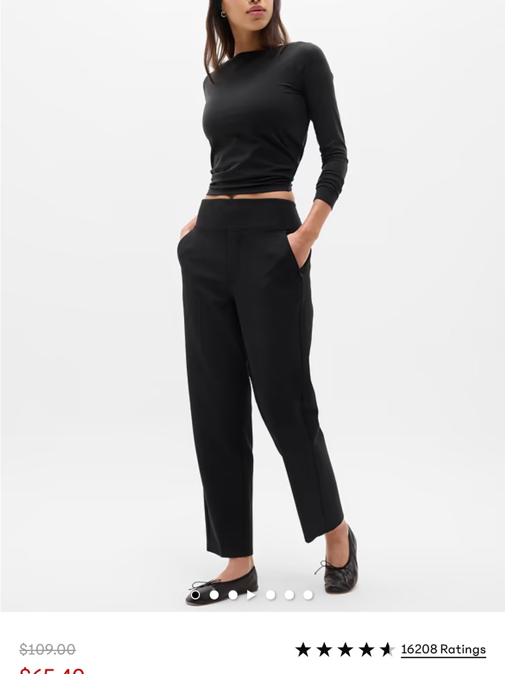 Athleta Black Straight-Leg Pull-On Pants